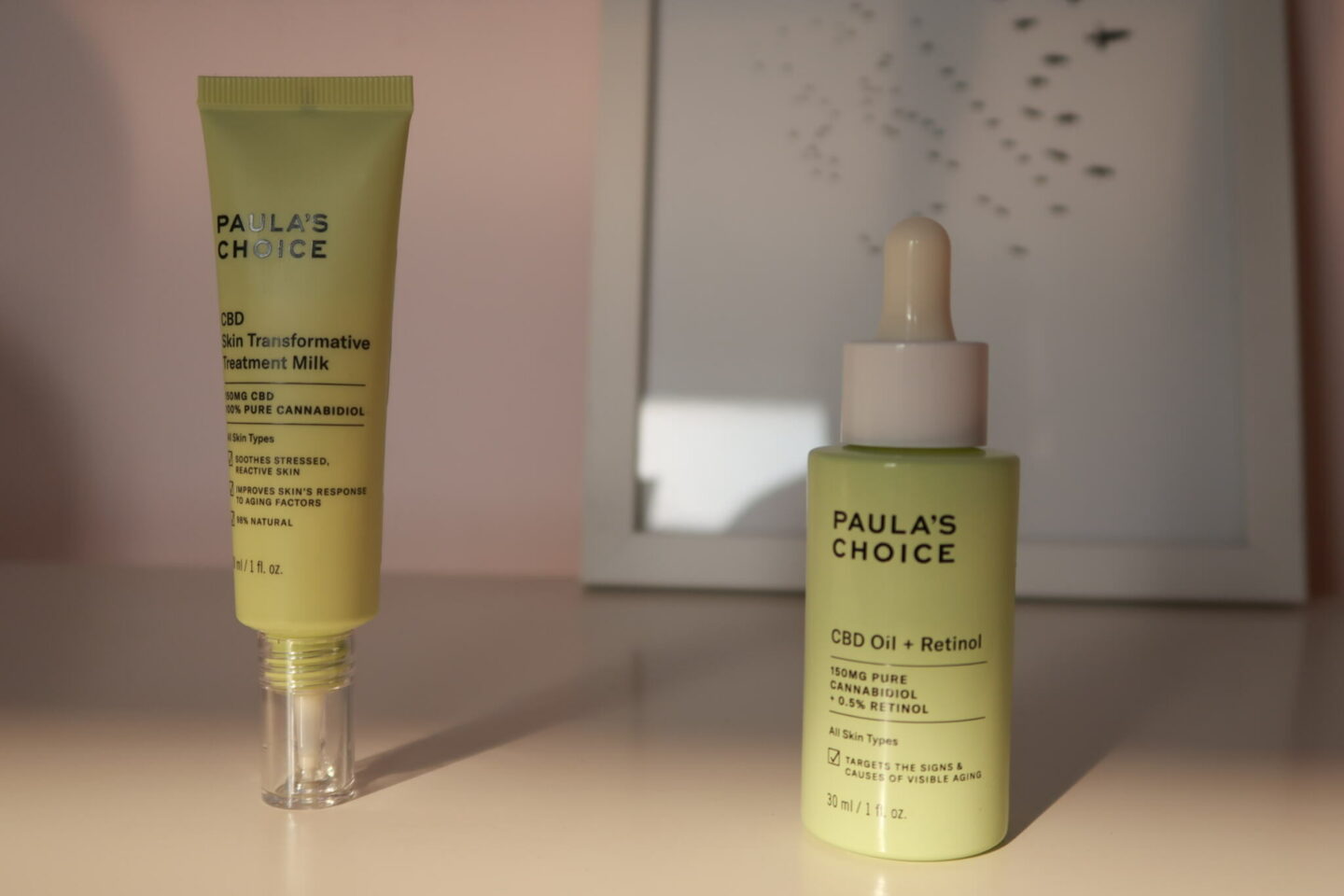 Paula's Choice CBD Transformative Skin Treatment Milk and CBD Oil + Retinol.  

#cbd #skincare #beauty #soins #routinesoins #skincareroutine #paulaschoice #retinol #inflammedskin 